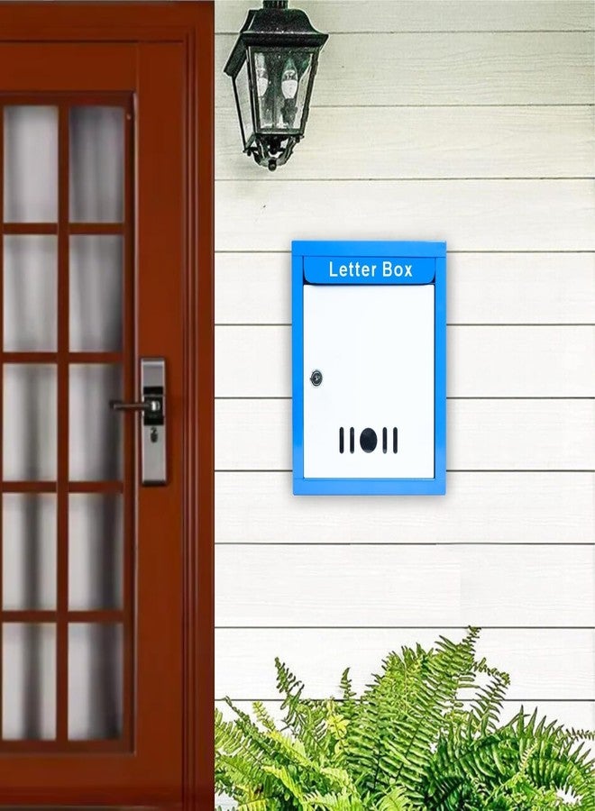 HOMIFLY صندوق بريد/اقتراحات/شكاوى مثبت على الحائط من هوم فلاي بحجم A4 للمكتب/المنزل مع نافذة شفافة وقفل مفتاح آمن - (أزرق) - Image 3